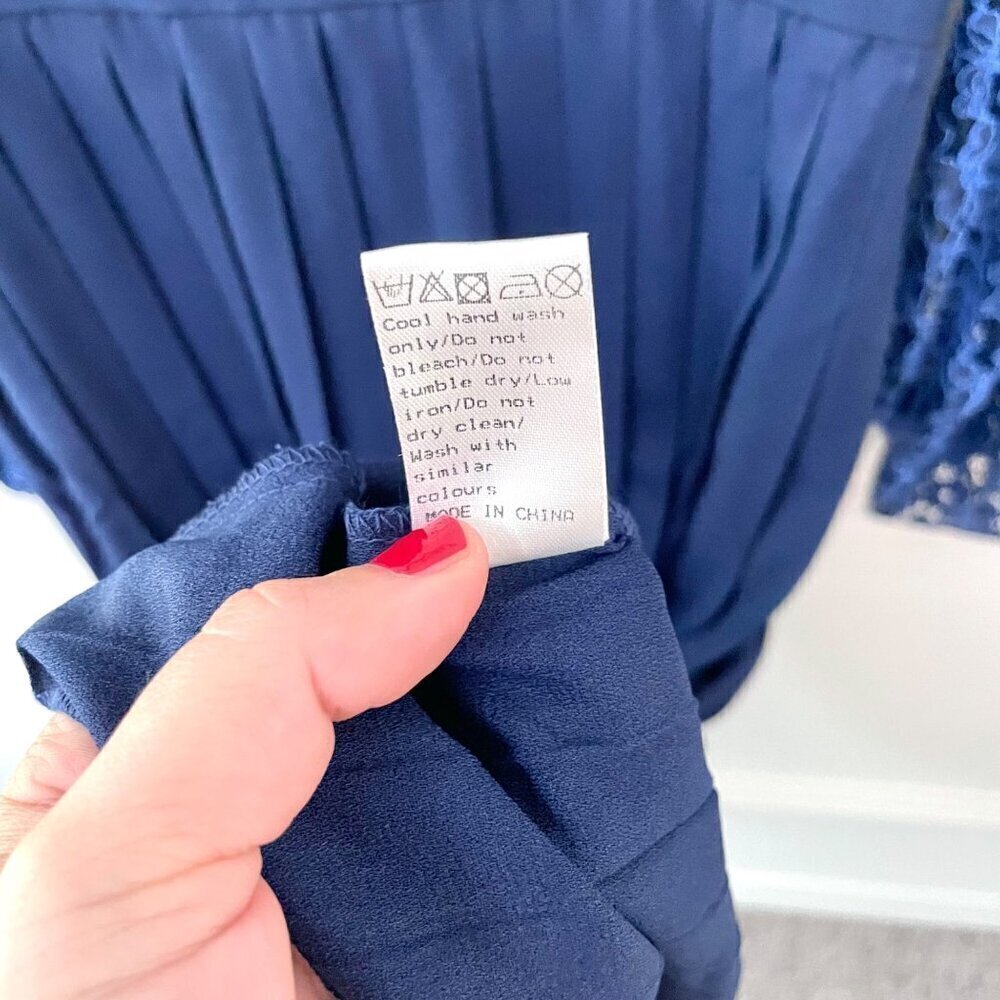 NWT Little Mistress Lace Detail Midaxi Dress in Navy Size US 6 - Picture 7 of 9